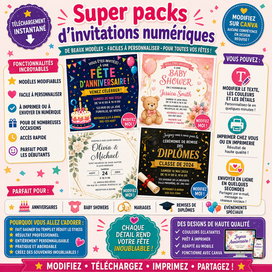 Super packs d'invitations numériques💌